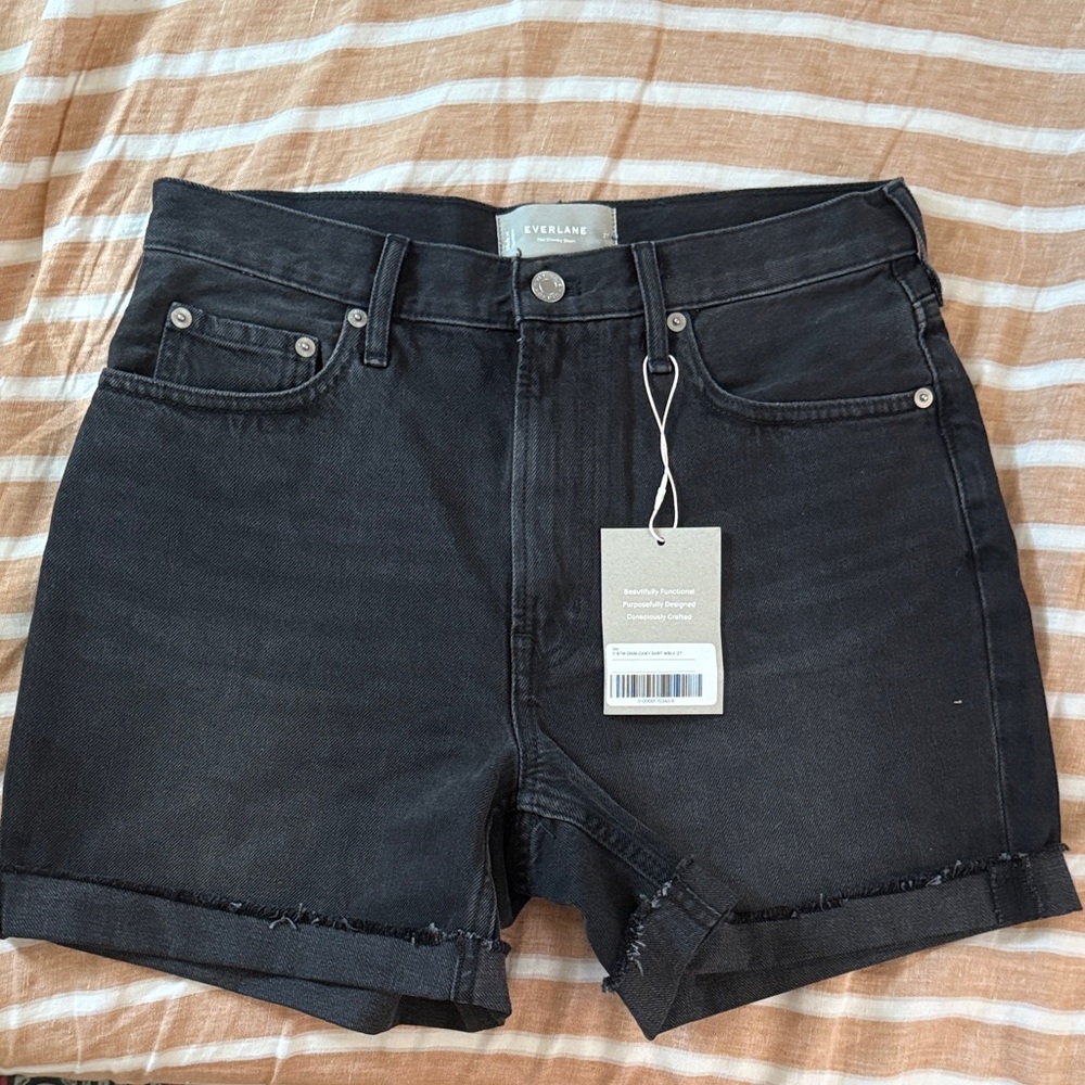 NWT Everlane Women's Black Cheeky Jean Shorts